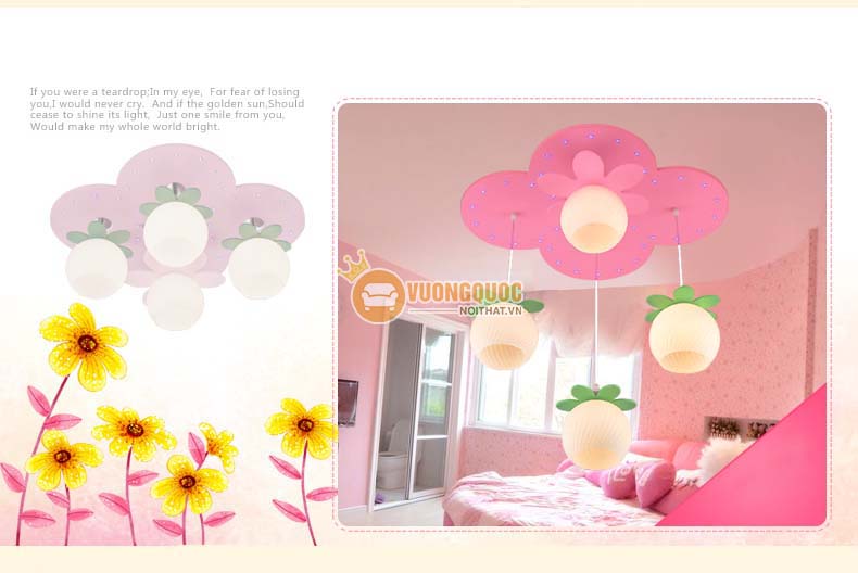 Đèn ốp trần cho bé màu hồng dễ thương uhs111-13